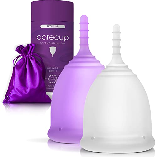 CareCup Menstrual Cups - Set of 2 Reusable Period Cups - Premium Design with Soft, Flexible Carecup uk supplements