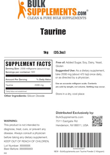 BULKSUPPLEMENTS.COM Taurine Powder - Taurine Supplement, Taurine 2000mg BULKSUPPLEMENTS.COM uk supplements