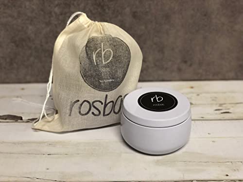 Rosbas Candle, Fraser Fir Scented, Natural Soy Wax, White Metallic Tin, 6 oz, Cotton Wick, Long Burn Time rosbas uk supplements