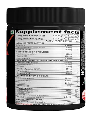 NutriJa Weapon-X Pre-Workout Powder with 21 Active Ingredients - 3 Best forms of Creatine NutriJa uk supplements