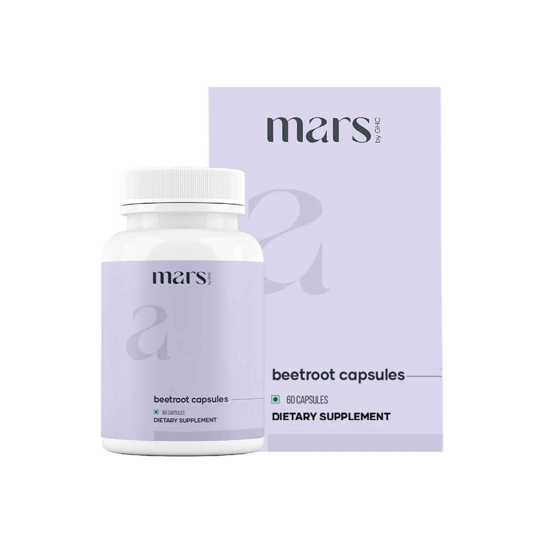 MarsbyGHC Natural Beetroot Capsules | with Garlic, Blueberry, Pomegranate & L-Arginine | Plant-Based Supplement | Pack of 1 mars by GHC uk supplements