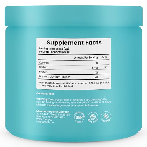 Moty Bovine Colostrum Grass Fed Powder Supplement for Gut Health, Muscle Recovery Moty uk supplements