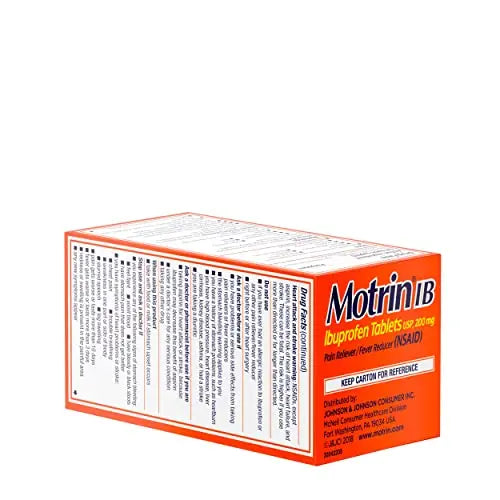 Motrin IB, Ibuprofen 200mg Tablets, Pain Reliever & Fever Reducer for Muscular Aches, Headache, Backache, Menstrual Cramps & Minor Arthritis Pain, NSAID, 100 Ct Motrin uk supplements