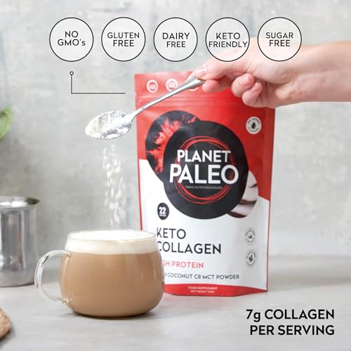 Planet Paleo Keto Collagen Powder (220g, 22 Servings) - Grass-Fed, High Protein Planet Paleo uk supplements