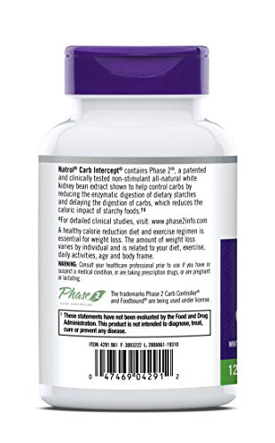 Natrol Carb Intercept with Phase 2 Carb Controller Capsules, White Kidney Bean Extract Natrol uk supplements