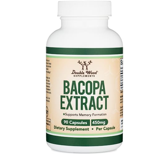 Bacopa Monnieri Capsules 20% Bacosides 450mg, 90 Count (Manufactured in USA Double Wood Supplements uk supplements