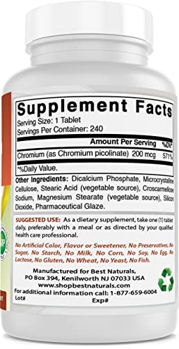 Best Naturals Chromium Picolinate Tablet, 200 mcg, 240 Count Best Naturals uk supplements