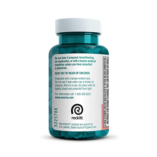 NEURIVA Original Decaffeinated Clinically Tested Nootropic Brain Supplement for Memory, Focus & Concentration, NeuroFactor & Phosphatidylserine, 28ct Capsules NEURIVA uk supplements