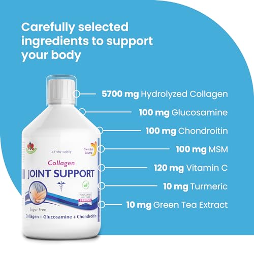 Swedish Nutra Joint Support Collagen - Pack of 500ml, 33 Day Supply | Berry Flavour | with Vitmain C & Glucosamine Swedish Nutra uk supplements