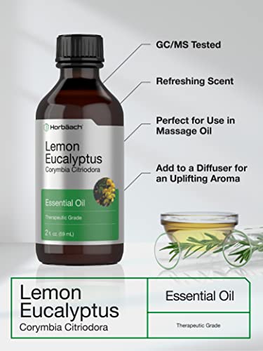 Lemon Eucalyptus Essential Oil | 2 oz | for Massage, Bath, Diffuser, DIY Projects & More Horbäach uk supplements
