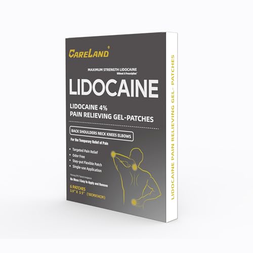 CARELAND Lidocaine Gel Patch, 18 Count Maximum Strength Pain Patches for Muscle Relief in Neck Knee Back and Shoulders Unscented Numbing Patch for Soothing Nerves, Joints CARELAND uk supplements
