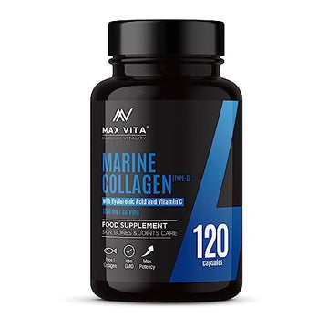 Marine Collagen Supplement 1200mg with Hyaluronic Acid & Vitamin C Hydrolysed Peptides Powder MAX VITA MAXIMUM VITALITY uk supplements