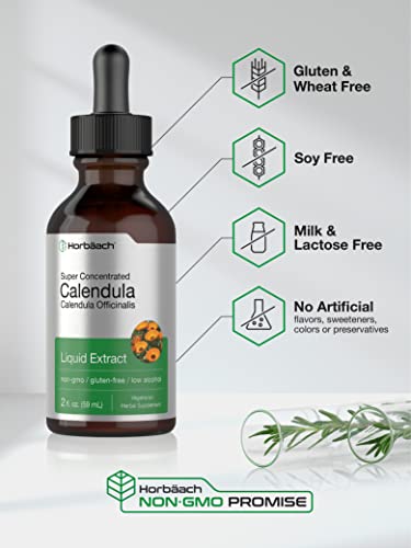 Calendula Extract Tincture | 2 fl oz | Vegetarian, Non-GMO, Gluten Free Liquid Supplement Horbäach uk supplements