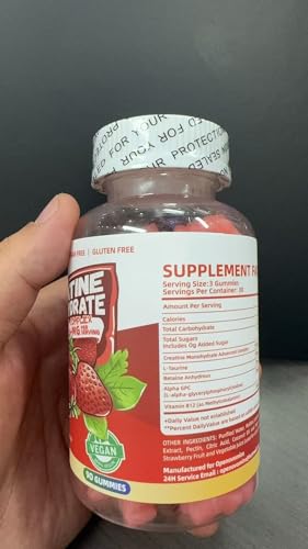 Creatine Monohydrate Gummies Complex for Men & Women -Advanced Formula W/L-Taurine + Vitamin B12, Sugar Free Chewable Supplement,90 Strawberry Gummies Openovomins uk supplements