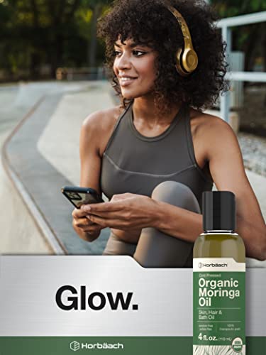 Organic Moringa Oil | 4 fl oz | for Face, Hair, and Skin | 100% Therapeutic Grade | Paraben Horbäach uk supplements