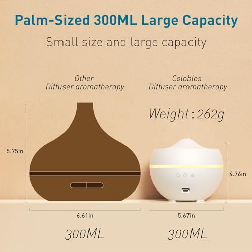 Essential Oil Diffuser, 300ML Quiet Premium Humidifier, Natural Home Fragrance Aroma Diffuser Colobles uk supplements