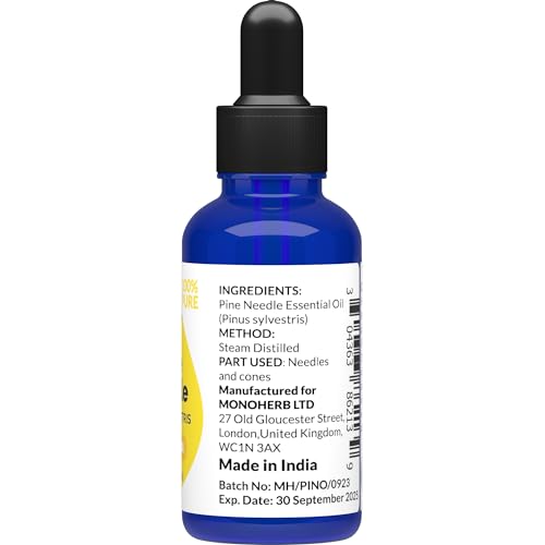 Pine Needle Essential Oil 15 ml - 0.5 oz - Pure & Natural - with Pipette Dropper MONOHERB uk supplements