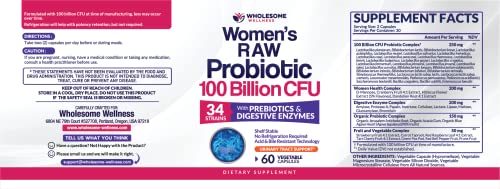 Dr. Formulated Raw Probiotics for Women 100 Billion CFUs with Prebiotics Wholesome Wellness uk supplements