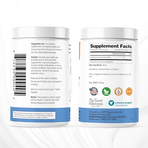 Sandhu's L-Glutamine - 100 Servings -Made in USA -500 Gram- Non-GMO- Amino Sandhu's uk supplements