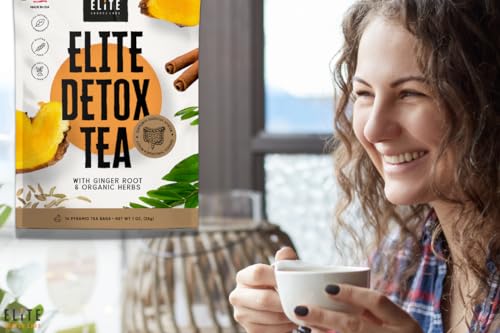 Elite Detox Tea: Natural Organic 7-Herbal Blend for Gentle Cleansing as Needed. Bloating Tea Elite Source Labs uk supplements