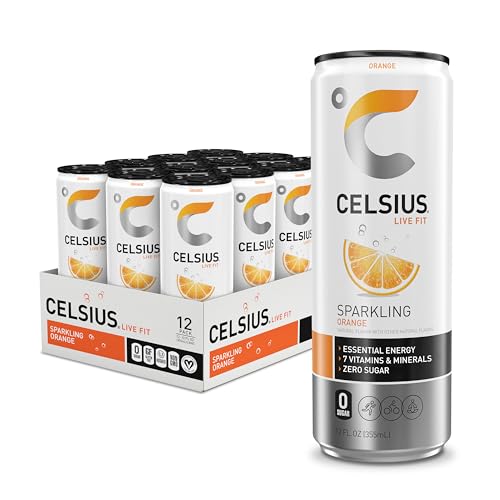 CELSIUS Sparkling Orange, Functional Essential Energy Drink 12 Fl Oz (Pack of 12) CELSIUS uk supplements