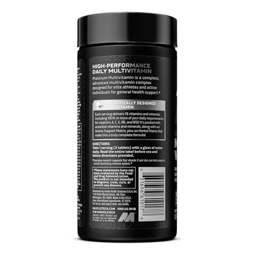 MuscleTech Platinum Multivitamin for Immune Support 18 Vitamins & Minerals Vitamins A MuscleTech uk supplements