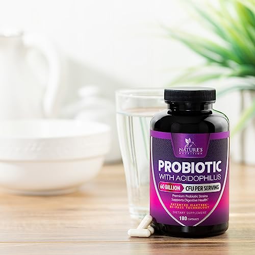 Probiotics, 60 Billion CFU per Serving, Probiotic with Prebiotics for Digestive & Immune Health Nature's Nutrition uk supplements