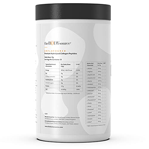 The Body Source Premium Hydrolysed Collagen Powder – 400g Unflavoured Bovine Collagen The Body Source uk supplements
