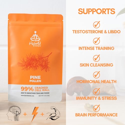 HYBRID HERBS - PINE POLLEN | 99% Cracked Cell Wall Powder | Highly Bioavailable Hybrid Herbs uk supplements