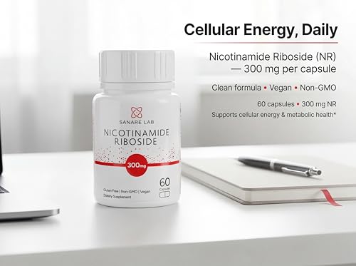 Sanare Lab NAD+ Supplement with Nicotinamide Riboside (NR) 300 mg | Cellular Energy & Metabolism Support | 60 Capsules Sanare Lab uk supplements