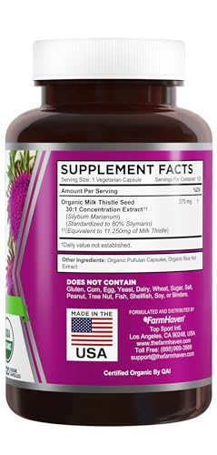 FarmHaven USDA Organic Milk Thistle Capsules | 11250mg Strength | 30X Concentrated FarmHaven uk supplements