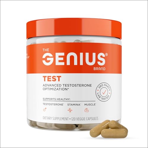 Genius Test, Advanced Testosterone Booster for Men - Natural Stamina, Endurance, Energy & Strength Enhancing Supplement - Lean Muscle Builder, Brain & Libido Support Male Supplements, 120 Veggie Pills The Genius Brand uk supplements