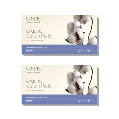 SANDIS Feminine Pad for Women - Large 48 Count 100% Organic Cotton Ultra Thin with Wings SANDIS uk supplements