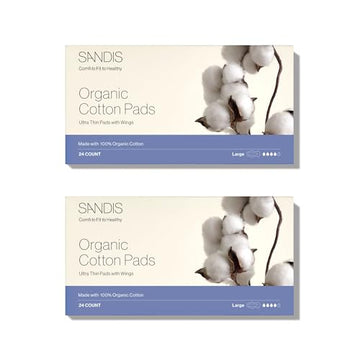 SANDIS Feminine Pad for Women - Large 48 Count 100% Organic Cotton Ultra Thin with Wings SANDIS uk supplements
