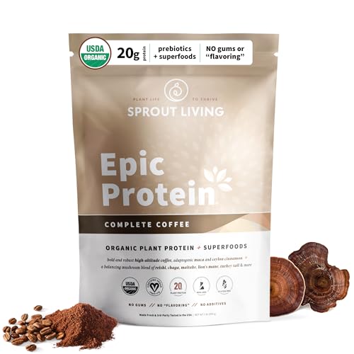 Sprout Living, Epic Protein, Plant Based Protein & Superfoods Powder, Complete Coffee Sprout Living uk supplements