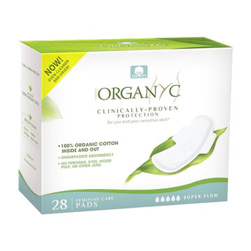 Organyc New and Improved 100% Certified Organic Cotton Overnight Feminine Pads Organyc uk supplements
