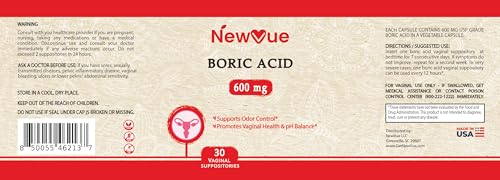 NewVue Boric Acid Vaginal Suppositories - 100% Pure Made in USA - Intimate Health Support (30 Count) NewVue uk supplements