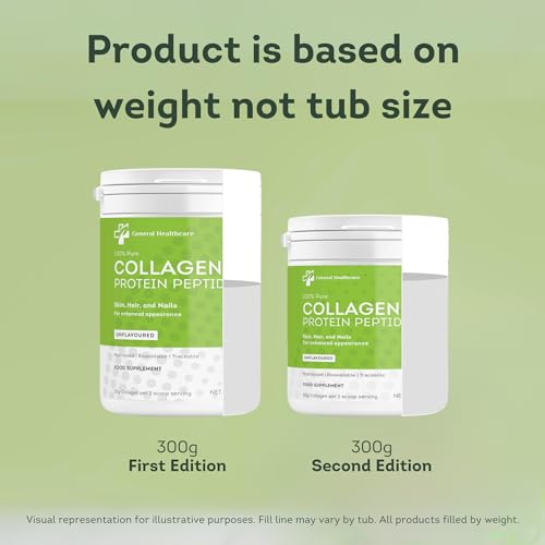 100% Pure Collagen Powder Protein Peptides - General Healthcare 300g Supplement General Healthcare uk supplements