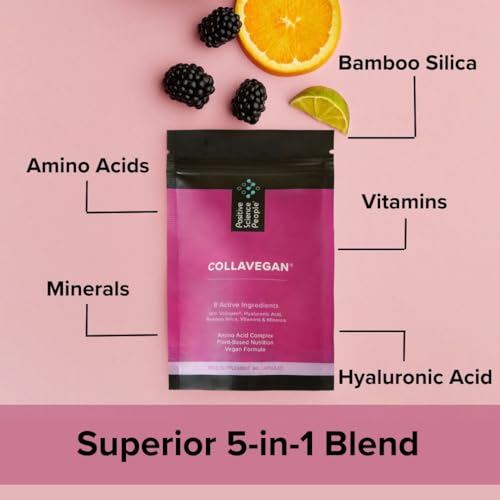 Unique Vegan Collagen Supplement with 18 Amino Acids, Hyaluronic Acid, Bamboo Silica, Biotin, Vitamins Positive Science People uk supplements