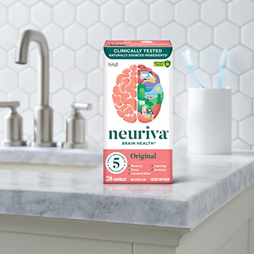 NEURIVA Original Decaffeinated Clinically Tested Nootropic Brain Supplement for Memory, Focus & Concentration, NeuroFactor & Phosphatidylserine, 28ct Capsules NEURIVA uk supplements
