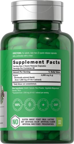 Arjuna Capsules 4000mg | 120 Count | Non-GMO, Gluten Free | from Arjuna Bark Herb Horbäach uk supplements