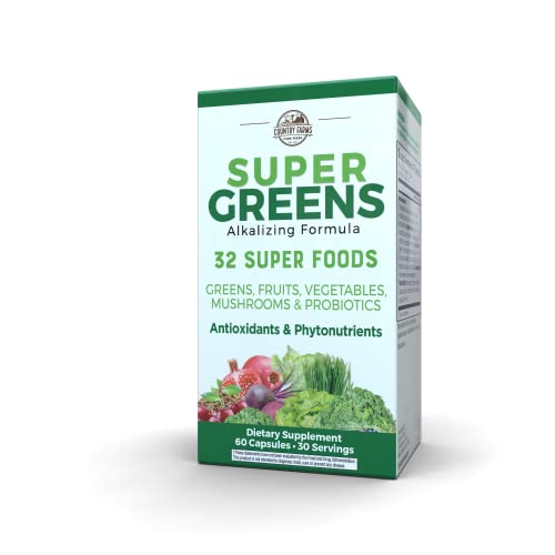 COUNTRY FARMS Super Greens Vegicaps, 32 Super Foods, Whole Food Supplement COUNTRY FARMS uk supplements