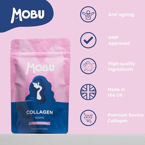 Hydrolysed Collagen 400mg 120 Capsules | Hair, Skin and Joint Health Supplement | Bovine Collagen for Women & Men MOBU uk supplements