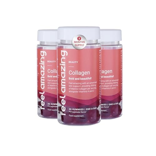 Collagen Gummies with Vitamins A and C, 500mg of Marine Collagen Per Serving, Advanced Skin Support, Feel Amazing uk supplements