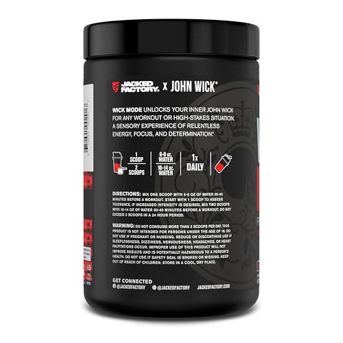 Jacked Factory X John Wick - Wick Mode Pre Workout Powder - Intense Energy, Battle-Rea Jacked Factory uk supplements