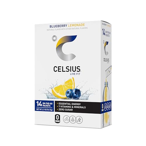CELSIUS On-the-Go Essential Energy Drink Mix, Blueberry Lemonade (14 Stick Pack) CELSIUS uk supplements