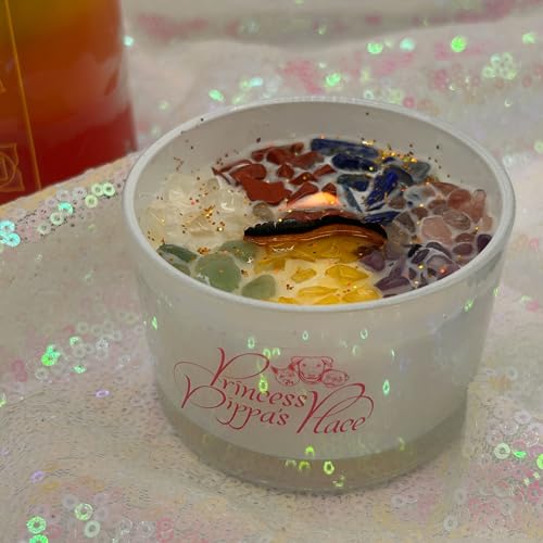Princess Pippa's Place Healing Candles with Crystals Inside- Natural Soy Wax 7 Stones Crystal Candle Jar Msupps.com uk supplements