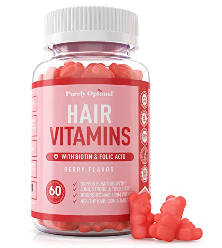 Premium Hair Vitamins Supplement-Gummy Vitamins w/Biotin, Folic Acid, Vitamins A&D Purely Optimal uk supplements