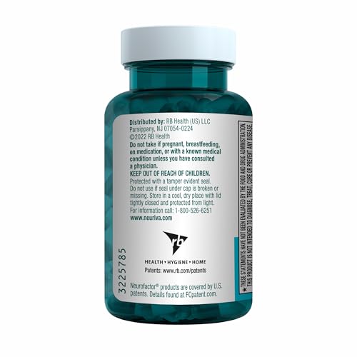 NEURIVA Plus Brain Supplement for Memory and Focus Clinically Tested Nootropics for Concentration for Mental Clarity, Cognitive Enhancement Vitamins B6, B12, Phosphatidylserine 30 Capsules NEURIVA uk supplements