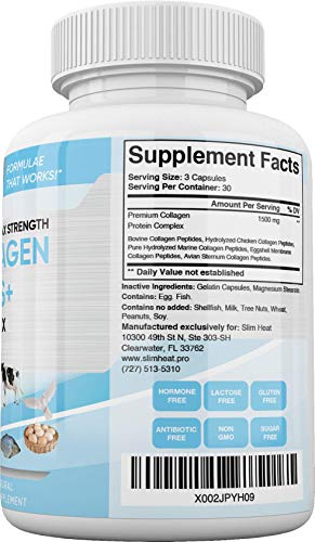 Slim Heat Multi Collagen Complex - Type I, II, III, V, X - Healthy Hair, Nails and Joints Slim Heat uk supplements